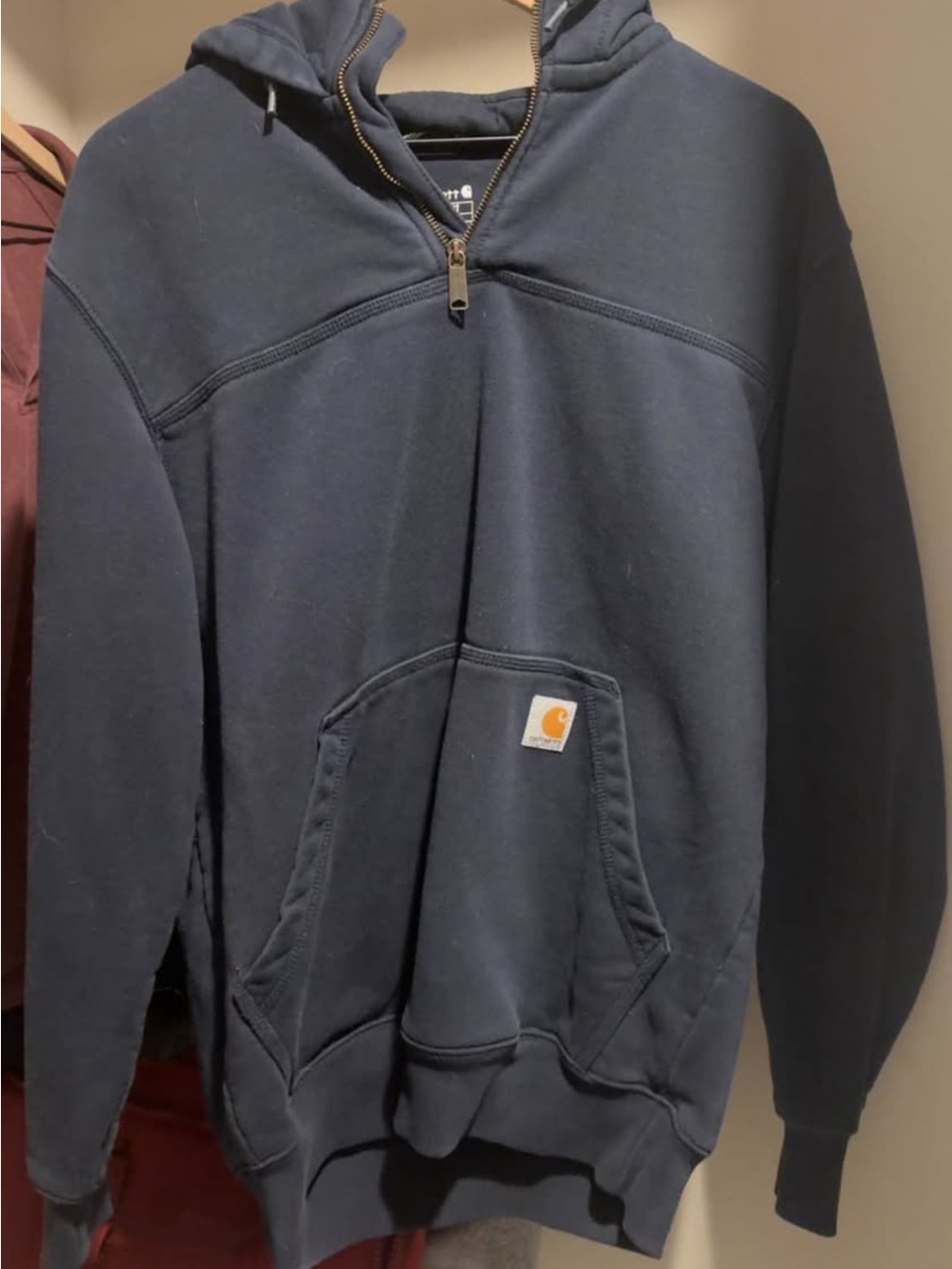 Carhartt Navy Half-Zip Hooded Sweatshirt